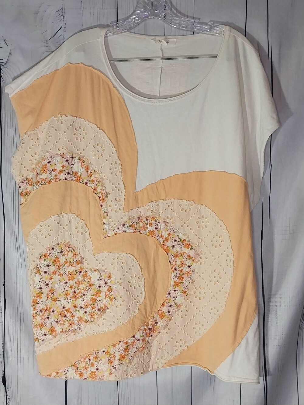Oli & Hali Layered Heart Patchwork Relaxed Fit Shabby Chic Boho Cottagecore Top
